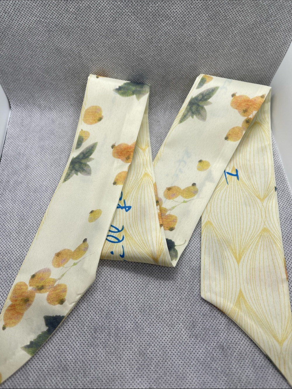 Twilly Scarf with Yellow Floral & Leaf Print